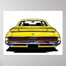 Retro-gelbes Muscle-Car, Illustration im Pop-Art-S