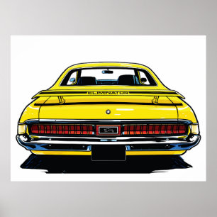 Retro-gelbes Muscle-Car, Illustration im Pop-Art-S Poster