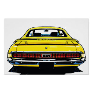 Retro-gelbes Muscle-Car, Pop-Art-Illustration der Poster