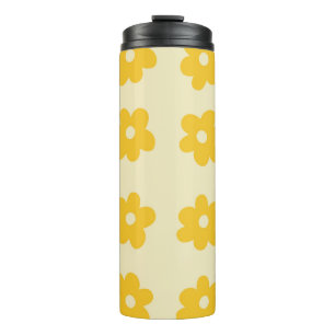 Retro Gelbes Tropisches Einfaches Blumenmuster Thermosbecher