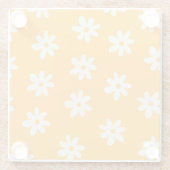 Retro Gelbes weißes Blumenmuster Einfaches Muster  Glasuntersetzer (Rückseite)