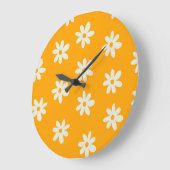 Retro Gelbes weißes Blumenmuster Einfaches Muster  Große Wanduhr (Winkel)