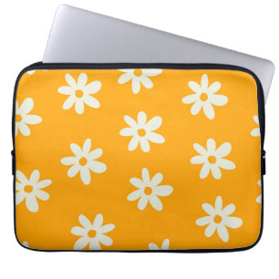 Retro Gelbes weißes Blumenmuster Einfaches Muster Laptopschutzhülle