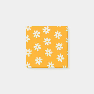Retro Gelbes weißes Blumenmuster Einfaches Muster Post-it Klebezettel