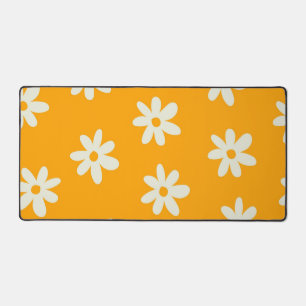 Retro Gelbes weißes Blumenmuster Einfaches Muster Schreibtischunterlage