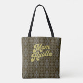 Retro Gelbgrün Blumenmuster Mama Stress Tasche (Rückseite)
