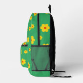 Retro Gelbgrün Daisy Vintages Blumenmuster Bedruckter Rucksack (Rechts)