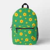Retro Gelbgrün Daisy Vintages Blumenmuster Bedruckter Rucksack (Vorderseite)