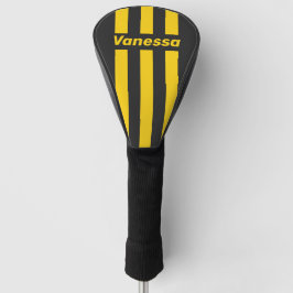 Retro Gelbjacke Drei-Pin-Streifen mit Namen Golf Headcover