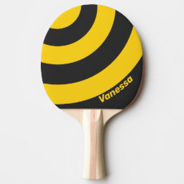 Retro Gelbweste Drei Kreis Streifen mit Namen Tischtennis Schläger