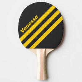 Retro Gelbweste Dreieckige Streifen mit Namen Tischtennis Schläger