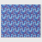Retro gemischtes Weihnachten Patchwork Geschenkpapier (Flach)