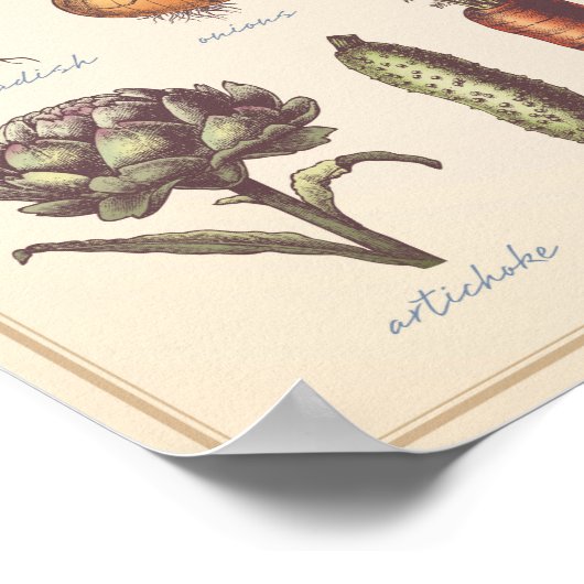 Retro-Gemüsemandee Poster (Ecke)