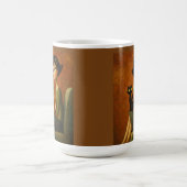 Retro Gemütlicher Morgen Schwarze Katze Ästhetik Kaffeetasse (Mittel)