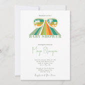 Retro Gender Neutral Rainbow Baby Shower Einladung (Vorderseite)