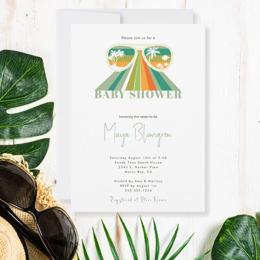 Retro Gender Neutral Rainbow Baby Shower Einladung