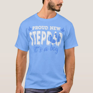 Retro Gender Reveal Proud New Stepdad It's A Boy  T-Shirt