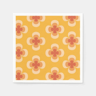 Retro Geo 70er Jahre Groovy Blumen auf Bernstein Serviette