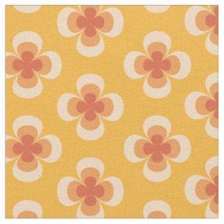 Retro Geo 70er Jahre Groovy Blumen auf Bernstein Stoff