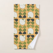 Retro Geo Floral Muster 1 in Orange, Grün, Creme Badhandtuch Set (Handtuch)