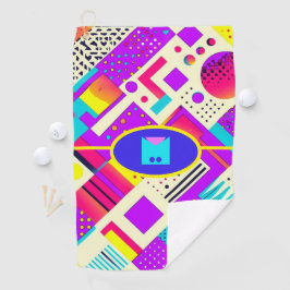 Retro Geometric 80er Memphis Monogram Golfhandtuch