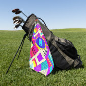 Retro Geometric 80er Memphis Monogram Golfhandtuch (Gras)