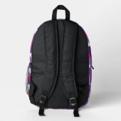 Retro Geometric Abstract Pink Purple & White Name Bedruckter Rucksack (Rückseite)