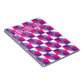 Retro Geometric Abstract Pink Purple & White Name Notizblock (Rechte Seite)