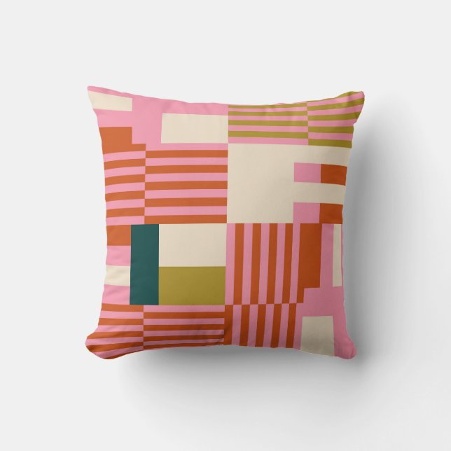 Retro Geometric Abstrakt Mosaic Kissen (Vorderseite)