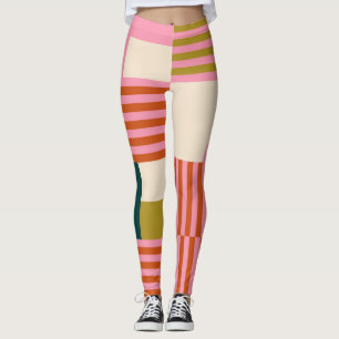 Retro Geometric Abstrakt Mosaic Leggings