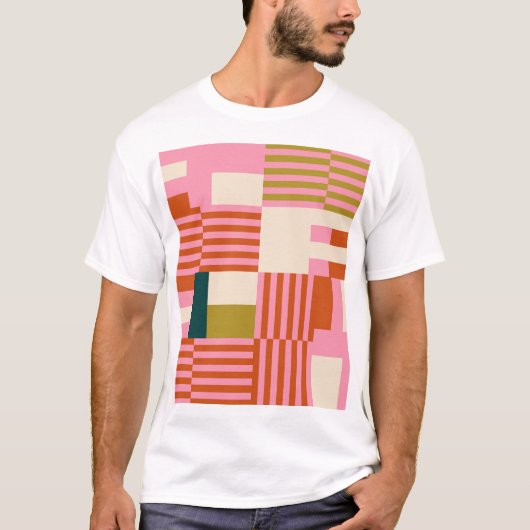 Retro Geometric Abstrakt Mosaic T-Shirt (Vorderseite)
