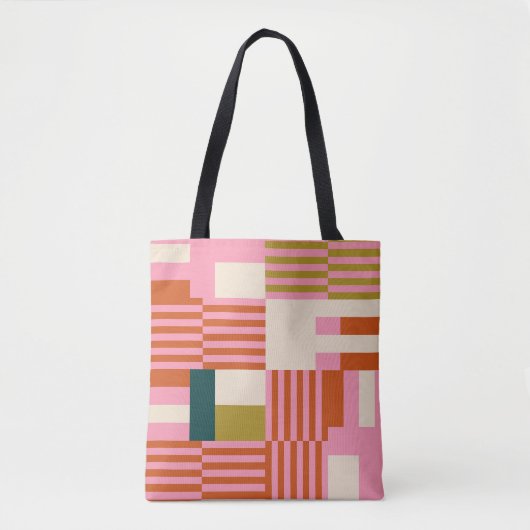 Retro Geometric Abstrakt Mosaic Tasche (Vorderseite)
