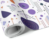 Retro Geometric Abstrakt Pat3 Lila Orange ID1067 Geschenkpapier (Rolleneckpunkt)