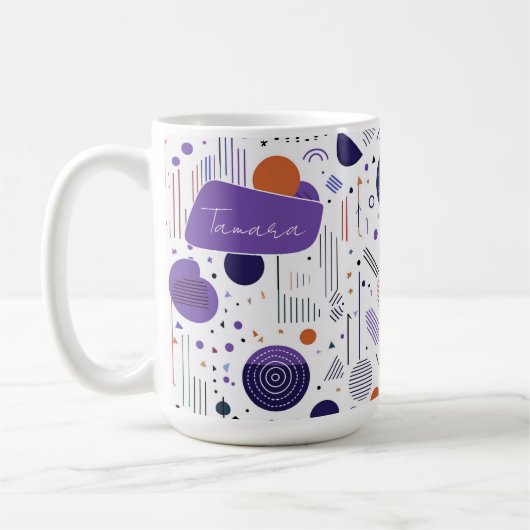 Retro Geometric Abstrakt Pat3 Lila Orange ID1067 Kaffeetasse (Links)