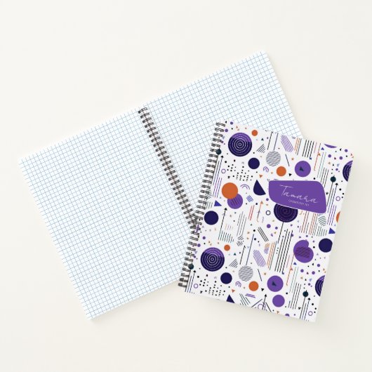 Retro Geometric Abstrakt Pat3 Lila Orange ID1067 Notizblock (Innenseite)