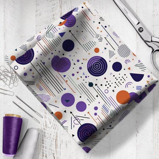 Retro Geometric Abstrakt Pat3 Lila Orange ID1067 Stoff