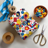 Retro Geometric Abstrakt Pat#10 Navy Red ID1067 Geschenkpapier