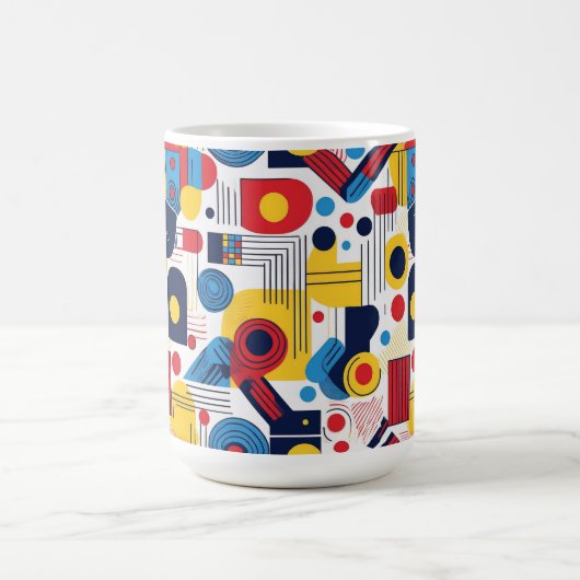 Retro Geometric Abstrakt Pat#10 Navy Red ID1067 Kaffeetasse (Mittel)