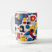 Retro Geometric Abstrakt Pat#10 Navy Red ID1067 Kaffeetasse (Vorderseite Links)