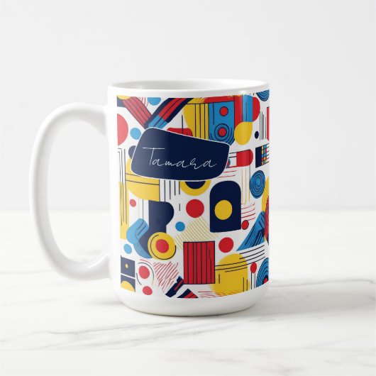 Retro Geometric Abstrakt Pat#10 Navy Red ID1067 Kaffeetasse (Links)