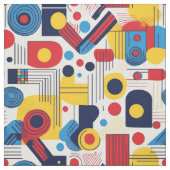 Retro Geometric Abstrakt Pat#10 Navy Red ID1067 Stoff (Muster)