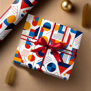 Retro Geometric Abstrakt Pat#11 Navy Gold ID1067 Geschenkpapier