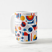 Retro Geometric Abstrakt Pat#11 Navy Gold ID1067 Kaffeetasse (Vorderseite Links)