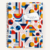 Retro Geometric Abstrakt Pat#11 Navy Gold ID1067 Notizblock (Vorderseite)