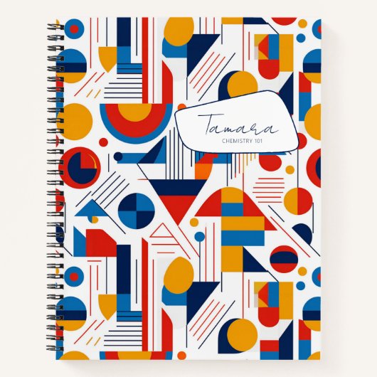 Retro Geometric Abstrakt Pat#11 Navy Gold ID1067 Notizblock (Vorderseite)