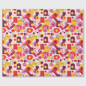 Retro Geometric Abstrakt Pat#13 Red Orange ID1067 Geschenkpapier (Flach)