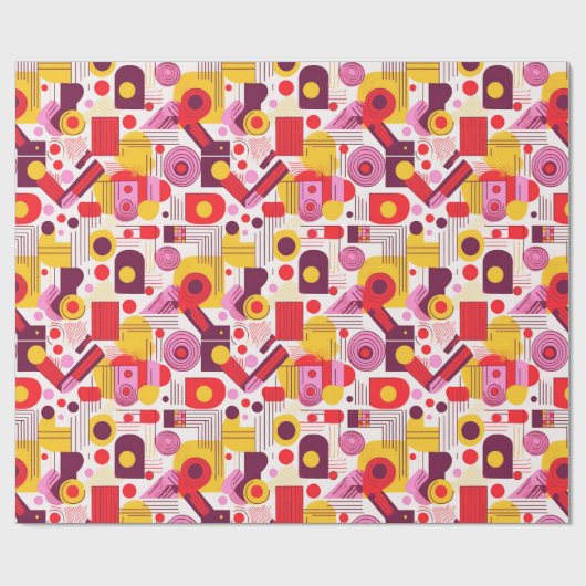 Retro Geometric Abstrakt Pat#13 Red Orange ID1067 Geschenkpapier (Flach)