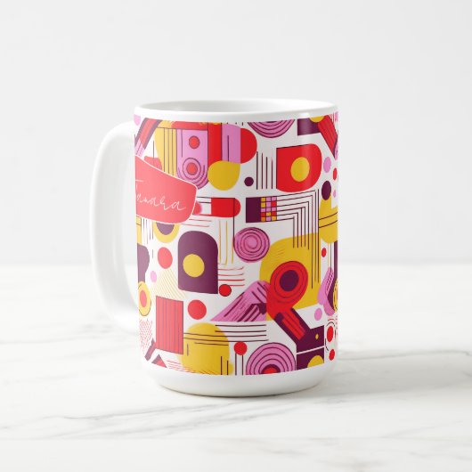 Retro Geometric Abstrakt Pat#13 Red Orange ID1067 Kaffeetasse (Vorderseite Links)