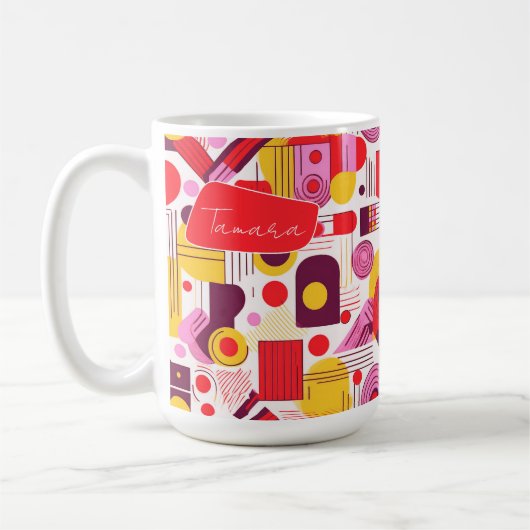Retro Geometric Abstrakt Pat#13 Red Orange ID1067 Kaffeetasse (Links)
