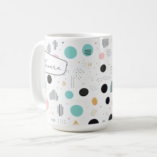 Retro Geometric Abstrakt Pat#1 Aquamarin Pink ID10 Kaffeetasse (Vorderseite Links)